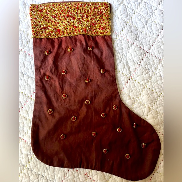 Maroon and Gold Christmas Stocking - Picture 1 of 4